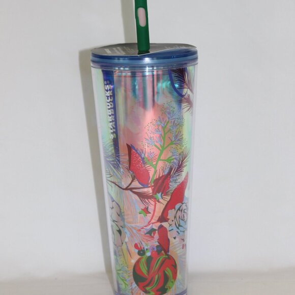 Starbucks Holiday Christmas 2023 Venti Tumbler Cup Reuseable Flower Straw NWT - Picture 3 of 8